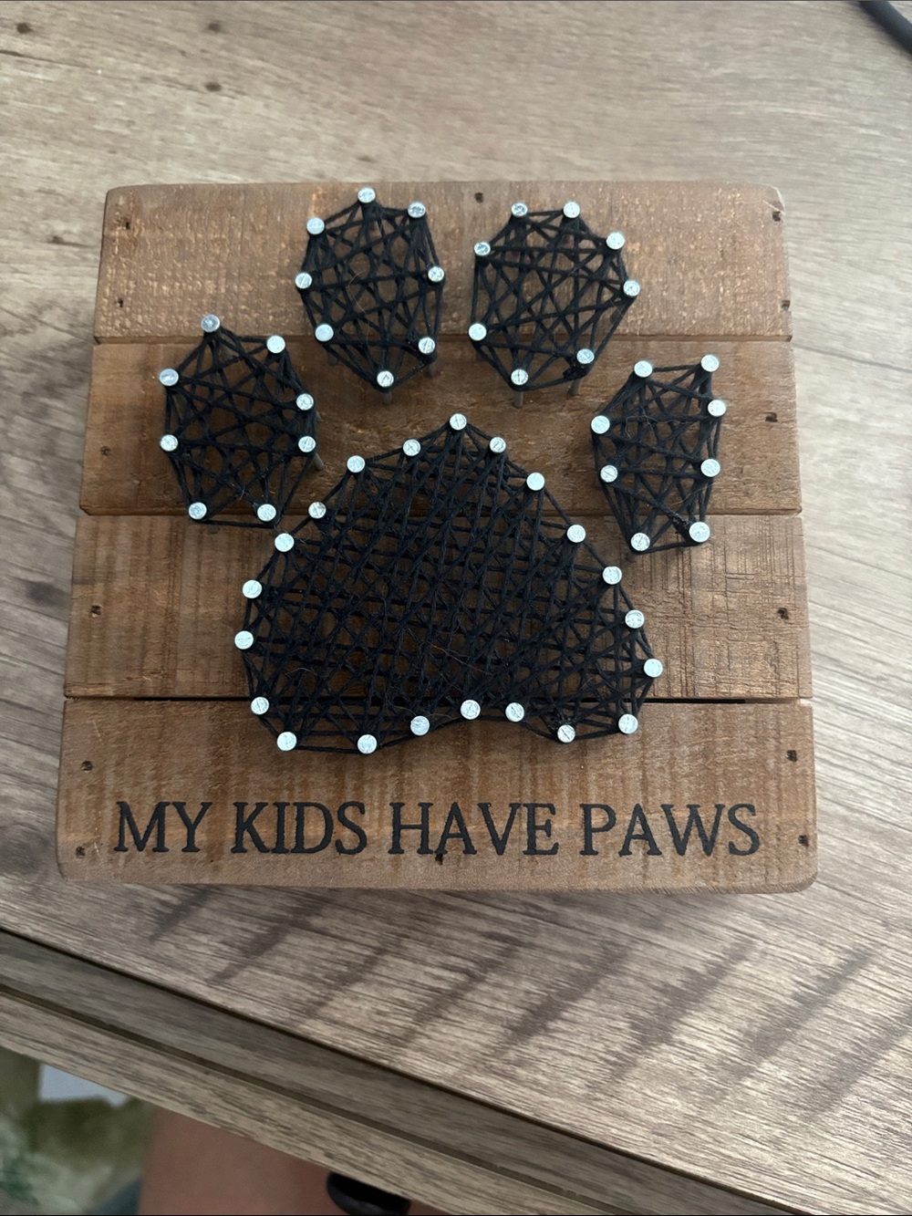 My Kids Have Paws Black Paw String Art Wall Sign